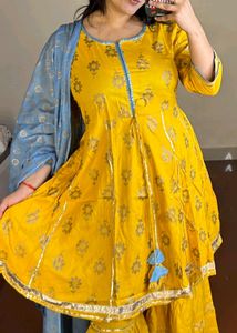 Yellow Sharara With Dupatta