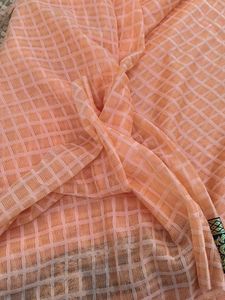 Elegant Peach Saree with Floral Border