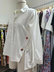 White Button-Detail Shirt