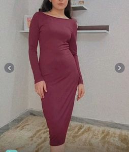 Elegant Burgundy Long Sleeve Dress