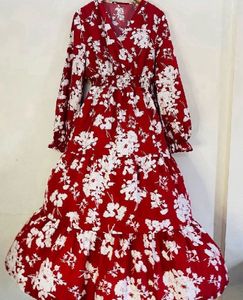 Chic Red Floral Maxi Dress