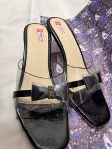 black transparent heels