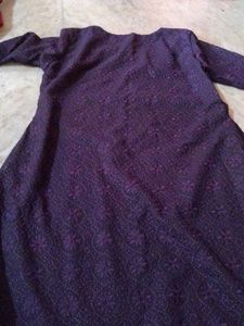 Elegant Purple Kurta with Gold Embellishments