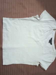 Urban Revivo White Round Neck T-Shirt for Women