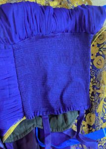 Blue &amp; Gold Embroidered Lehenga Choli