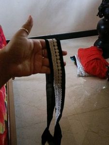 Elegant Black Saree with Silver Border