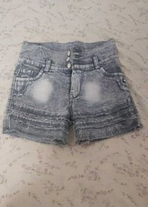 Acid Wash Denim High-Waisted Shorts for girls