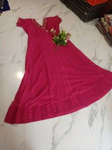 Elegant Pink one piece Embellished Neckline