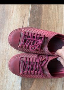 Maroon Textured Sneakers