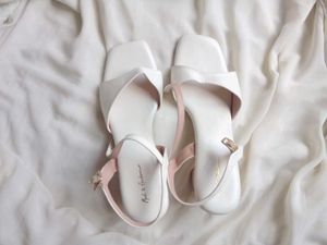 Stylish White Block Heel Sandals
