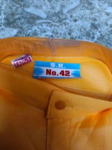 Men's Yellow Kurta with White Pyjama Set