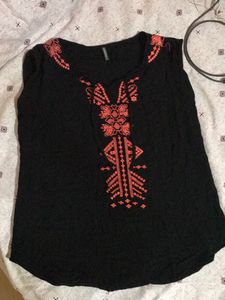Black Top With Embroidery