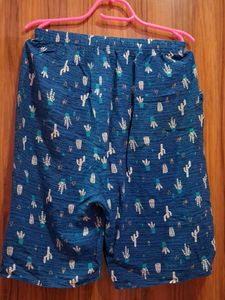 Blue Cactus Print Shorts