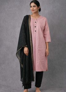 Elegant Pink Striped Kurta with pant and dupatta