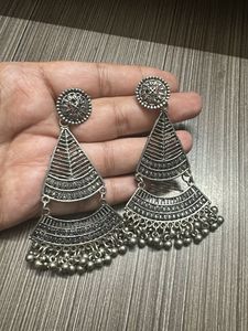 jaipur Oxidized Silver Dangle Earrings