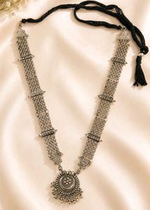 Elegant Oxidized Silver Long Necklace &amp; Choker Com