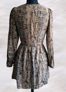 Snakeskin Print Button-Down Dress