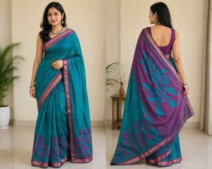 Beautiful Teal & Purple Saree