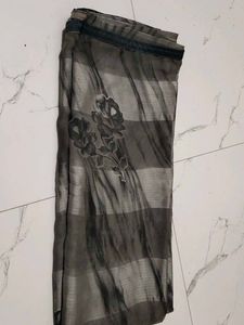 Elegant Grey Floral Saree