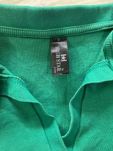 Emerald Green Ribbed Polo Top