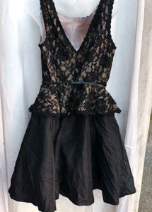 171712. Elegant Black Lace Peplum Dress