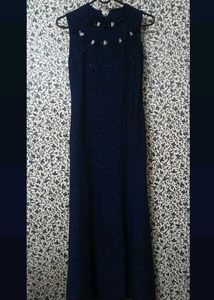 Elegant Navy Blue Embellished Dress