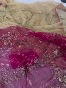 Beautiful Embroidered  bandhani Saree