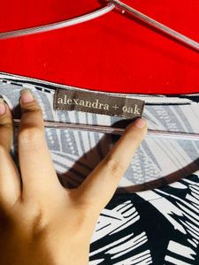 Imported Chic Monochromatic Leaf Print Dress
