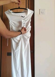White Ruched Maxi Dress