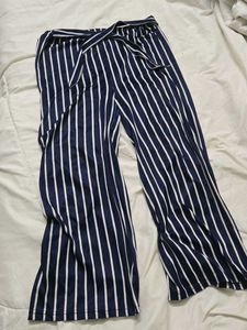 Navy &amp; White Striped Palazzo Pants