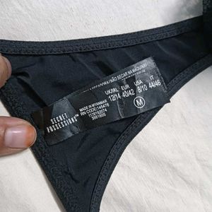 ⭐ Black Lace Trim Thong Panty