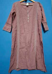 Boho Pink Kurta with Lace Detail
