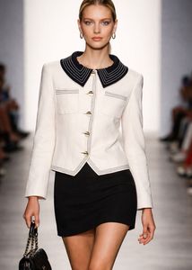 Chic White & Black Cropped Jacket