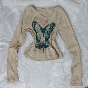 Long Sleeve Butterfly Graphic Top