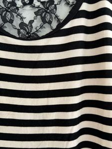 Striped Lace Detail Mini Dress