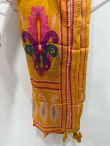 New Pure silk Ikkat yellow Kurta Set with Dupatta