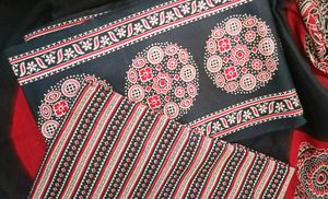 Stylish Black &amp; Red Ethnic Ajrak reyon dress summe