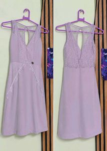 Elegant deep neck Lace Detail Dress