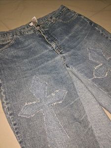 Cross Patch Wide Leg Jeans handmade