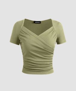 Stylish Ruched Olive Green Top