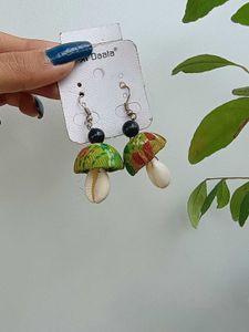 handmade Green Fabric Jhumka Earrings &amp; Bracelet