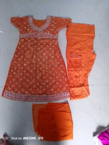 Orange Embellished Salwar Kameez Suit