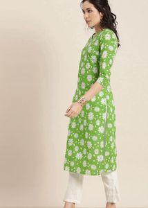 Green Floral Print Kurta