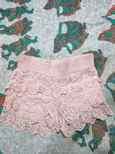 Pink Lace Layered Shorts
