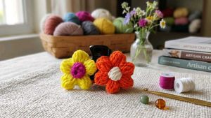 Cute Crochet Flower Hair Claw Clips