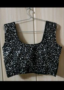 Black And Silver Saree Blouse