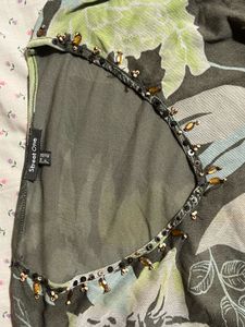 Sheer Floral V-Neck Top