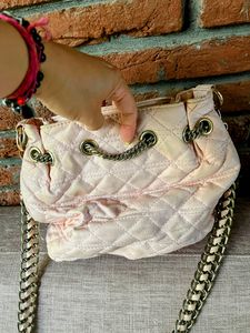 Pink Bucket Bag With Long Sling