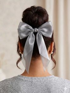 Elegant Silver Bow Hair Clip