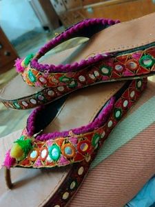 Embroidered Mirror Detail Sandals